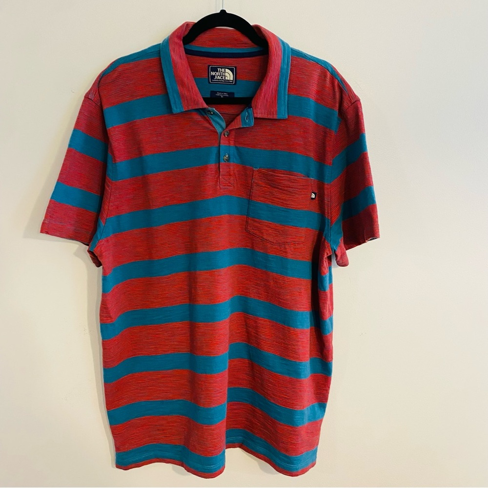 PRICE DROP The North Face Striped Red and Blue Polo Shirt